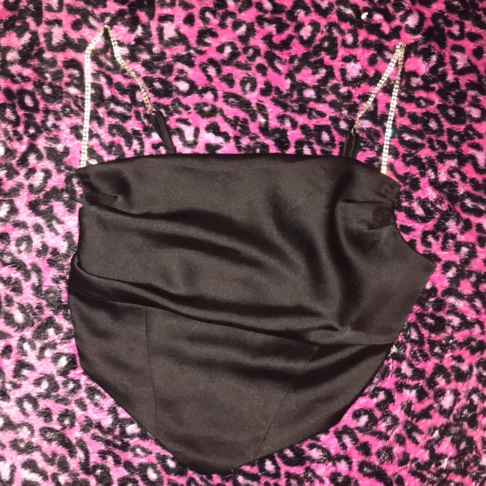 Forever 21 black rhinestone strap top